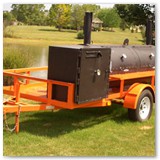 8' x 30" Charcoal wood smoker with gas powered warmer/smoker cooker box